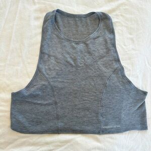 Lululemon x Barry’s Heather grey mesh crop tank